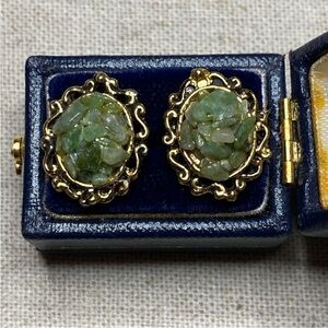 Elegant Gold and Jade Chip Earrings